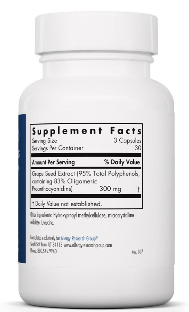 Grape Pips Proanthocyanidins 90 vegcaps  Allergy Research Group