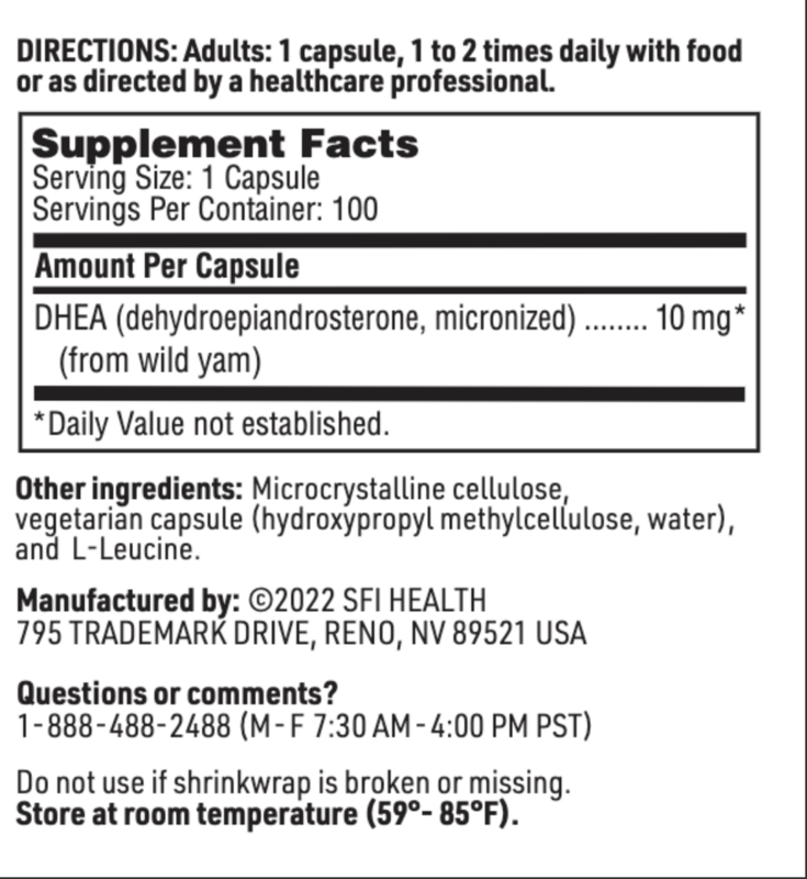 DHEA 10 mg 100 CAPSULES SFI HEALTH