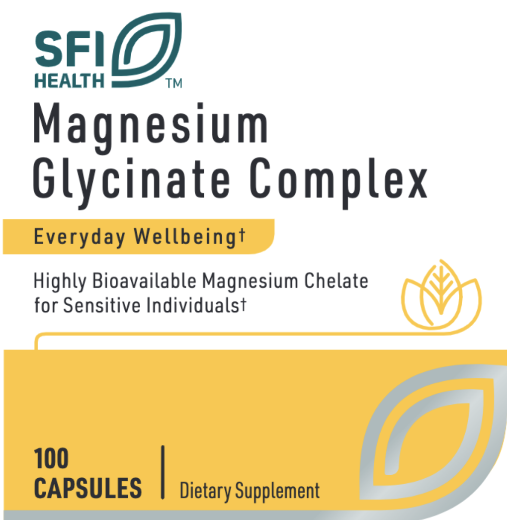 MAGNESIUM GLYCINATE COMPLEX 100 mg 100 capsules SFI HEALTH