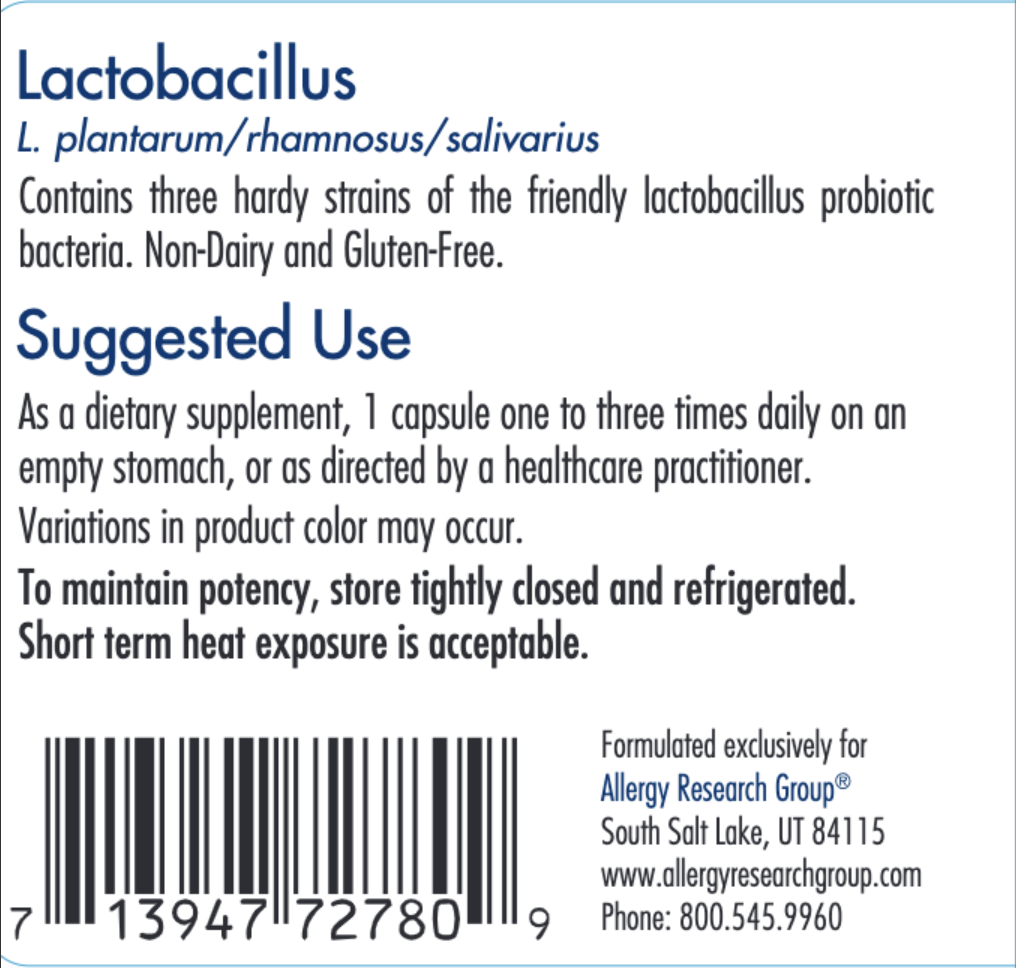 Lactobacillus 100 caps Allergy Research Group