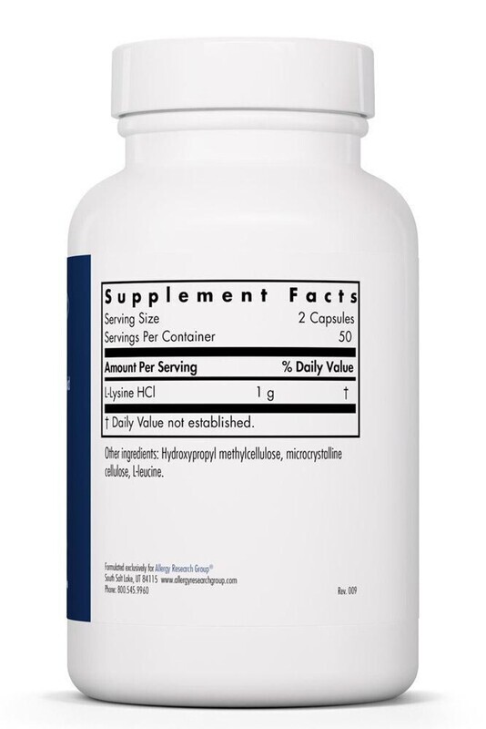 L-Lysine 1g 100 caps Allergy Research Group