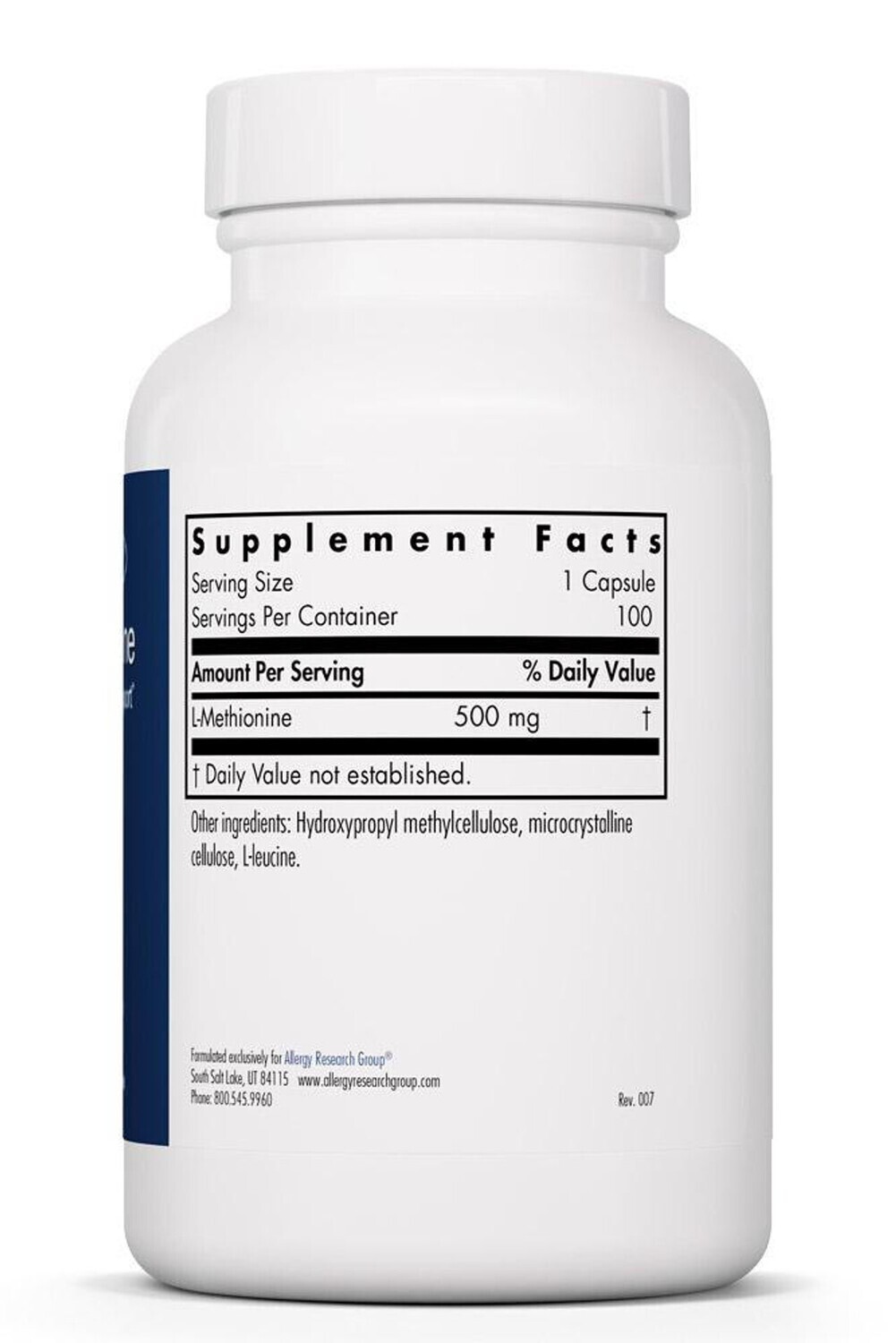 L-Methionine 500 mg 100 vegcaps Allergy Research Group