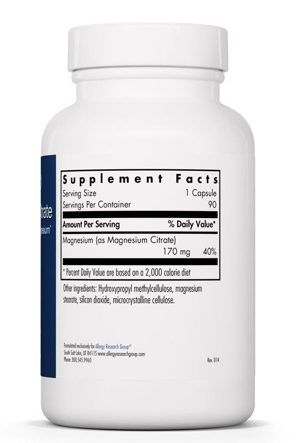Magnesium Citrate 180 vecaps  Allergy Research Group