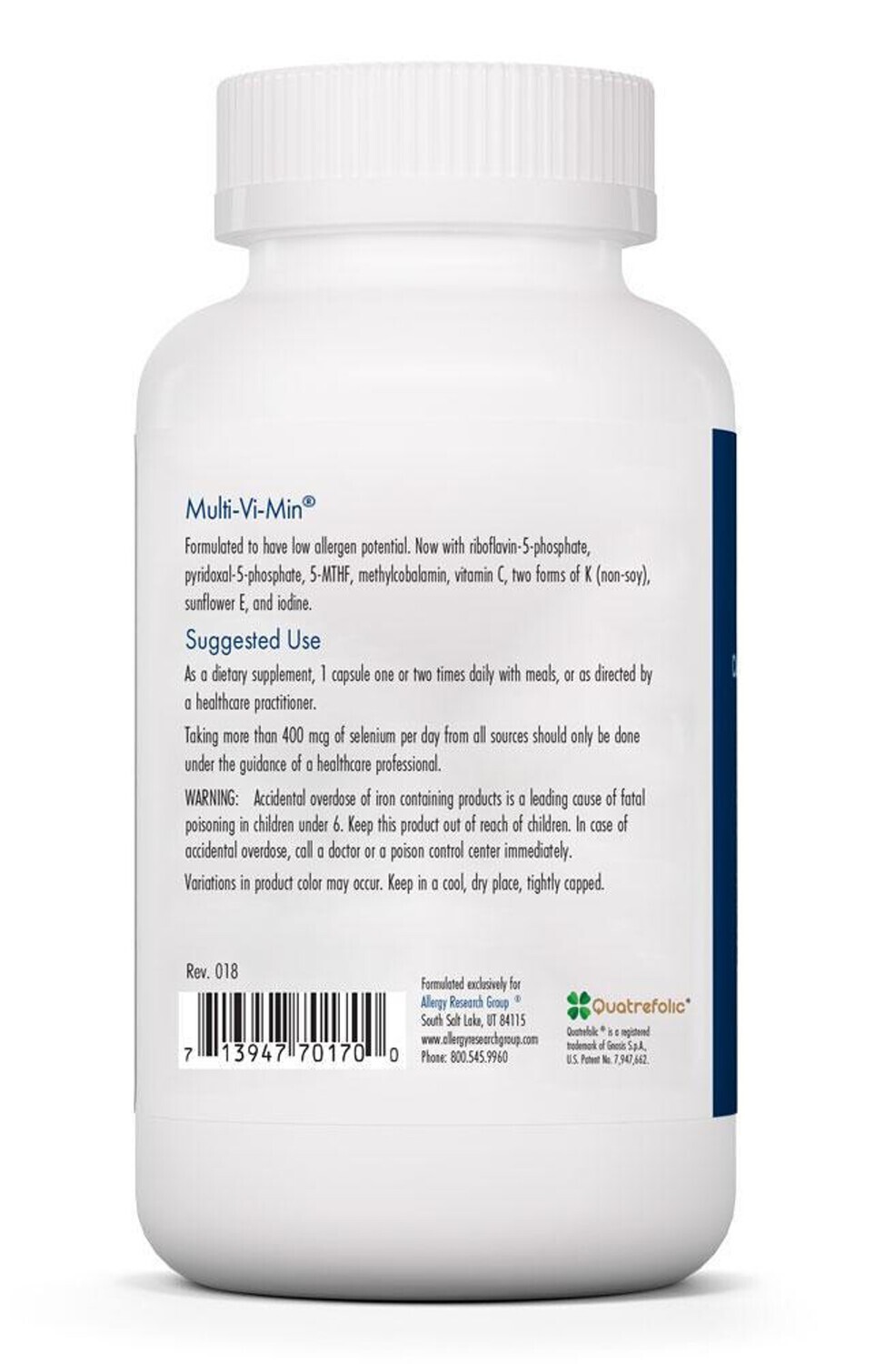 Multi-Vi-Min 150 vegcaps Allergy Research Group