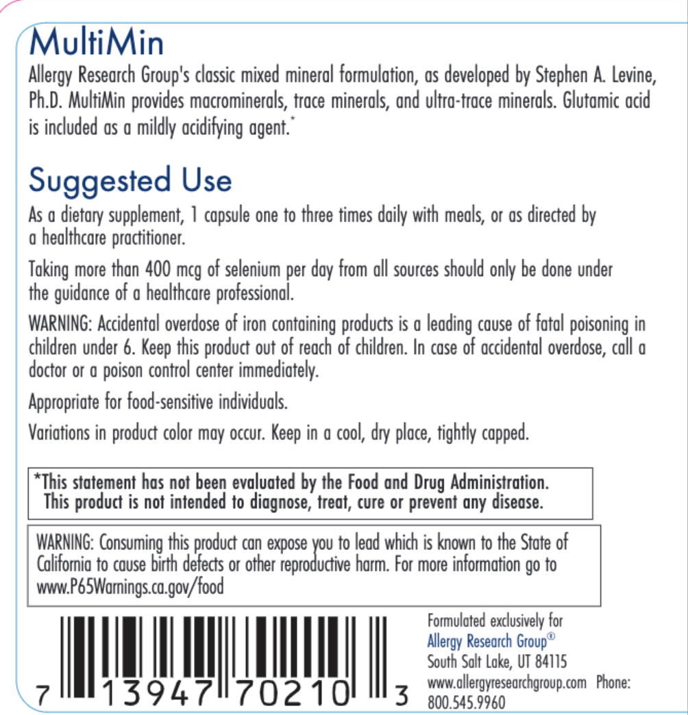 MultiMin 120 vegcaps Allergy Research Group