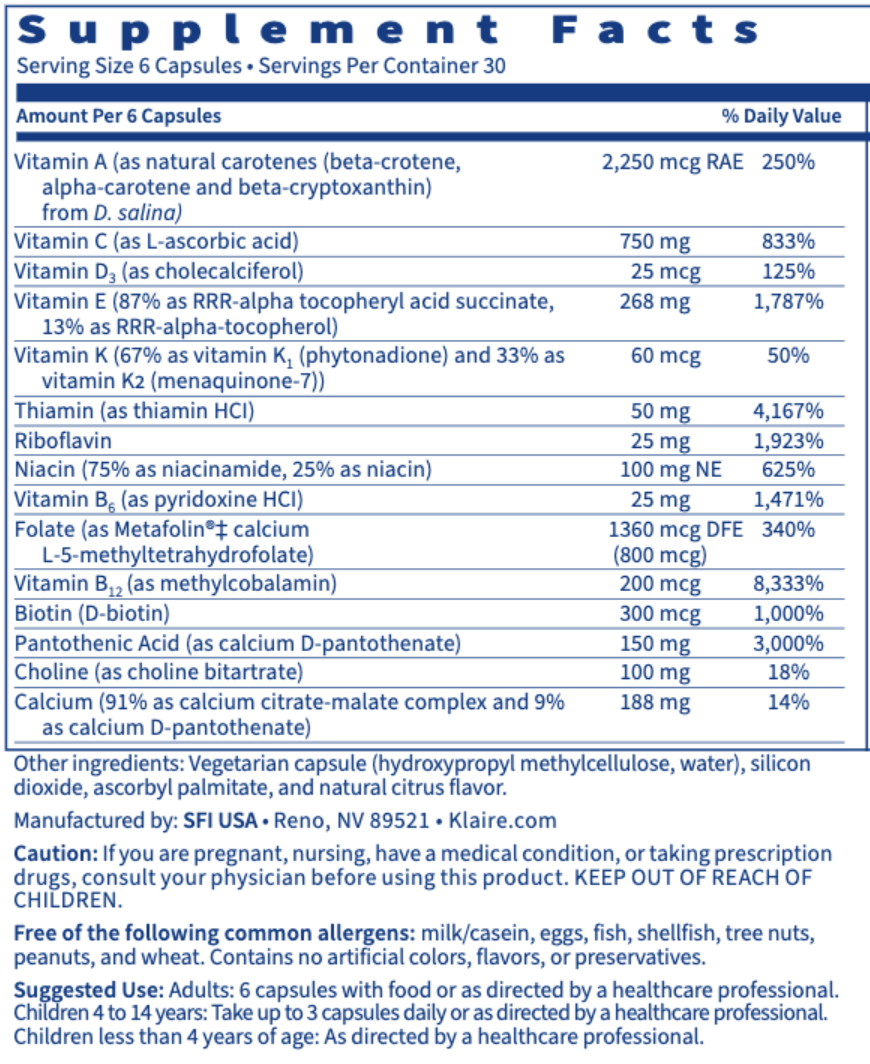 Multithera 1 Capsule Formula Plus K 180 capsules SFI HEALTH