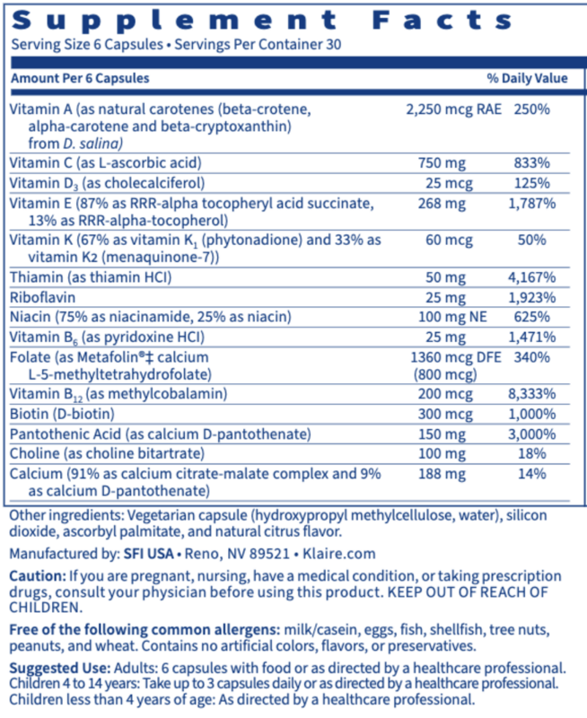 Multithera 1 Capsule Formula Plus K 180 capsules SFI HEALTH