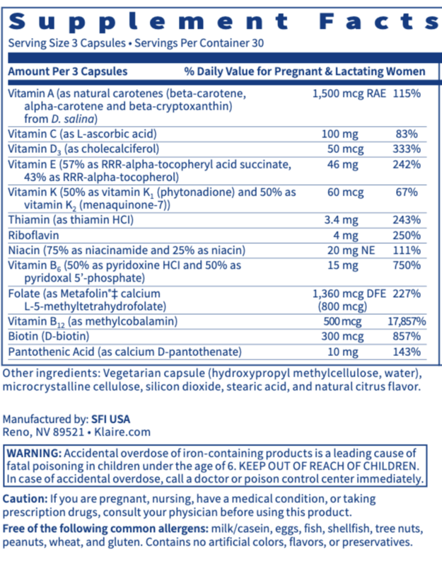 Prenatal and Nursing Formula 90 caps  SFI Health