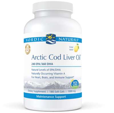 Arctic Cod Liver Oil Lemon 180 gels Nordic Naturals