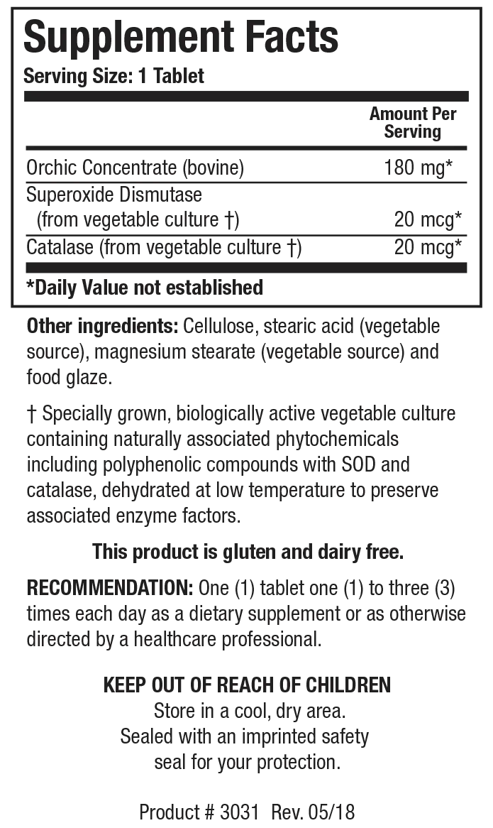 Cytozyme Orchic™ (Raw Orchic) 100 Capsules Biotics Research