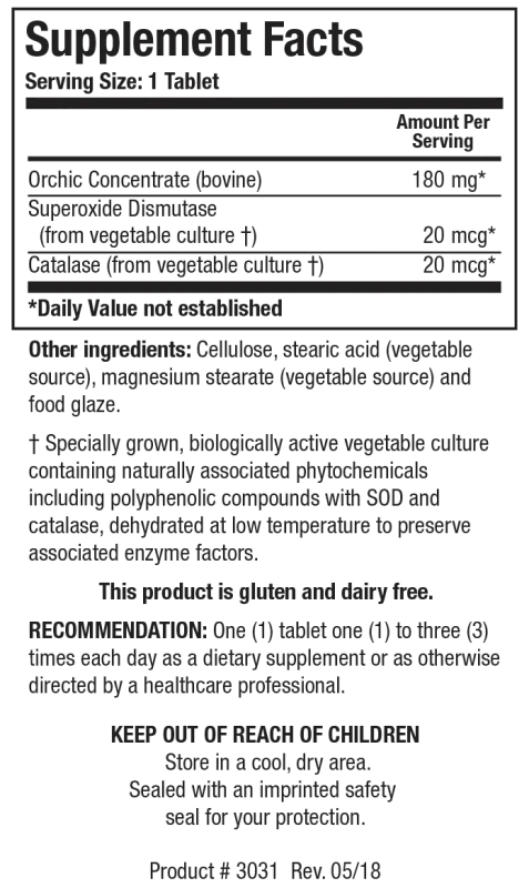 Cytozyme Orchic™ (Raw Orchic) 100 Capsules Biotics Research
