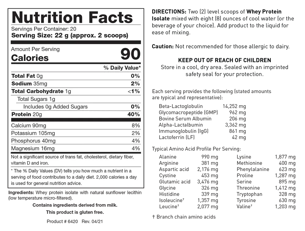 Whey Protein Isolate 454 gr  Biotics Research