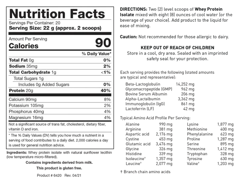 Whey Protein Isolate 454 gr  Biotics Research