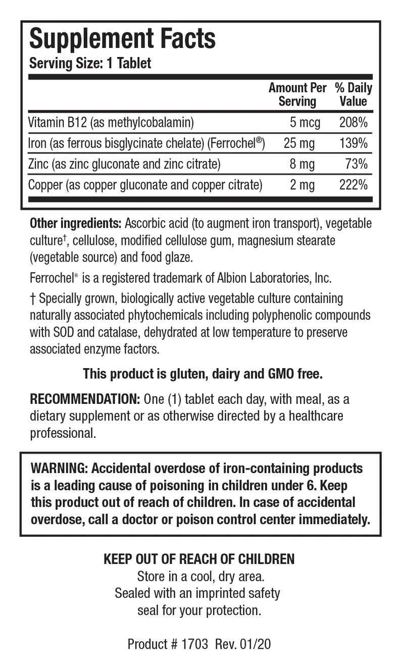Fe-Zyme 10 tablets Biotics Research