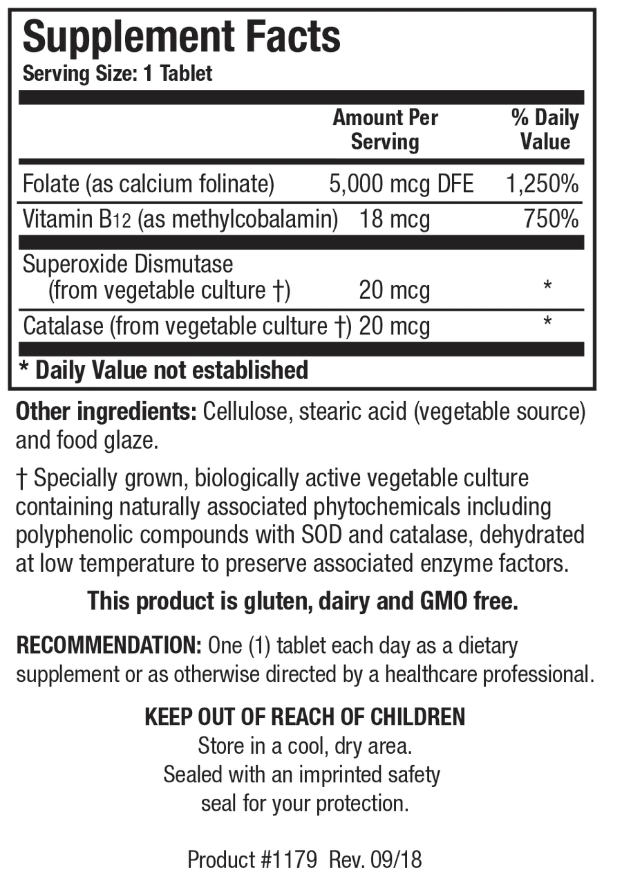 Folate-5 Plus™ (with B12)120 capsules  Biotics Research
