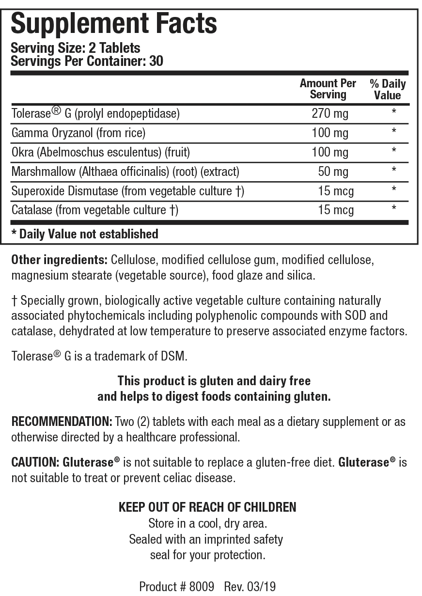 Gluterase 60  tablets Biotics Research