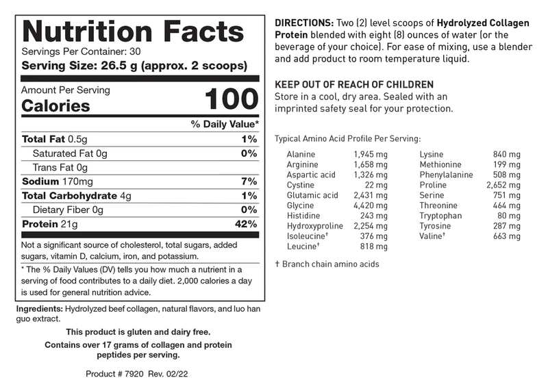Hydrolyzed Collagen Protein Vanilla Creme 795 gr   Biotics Research
