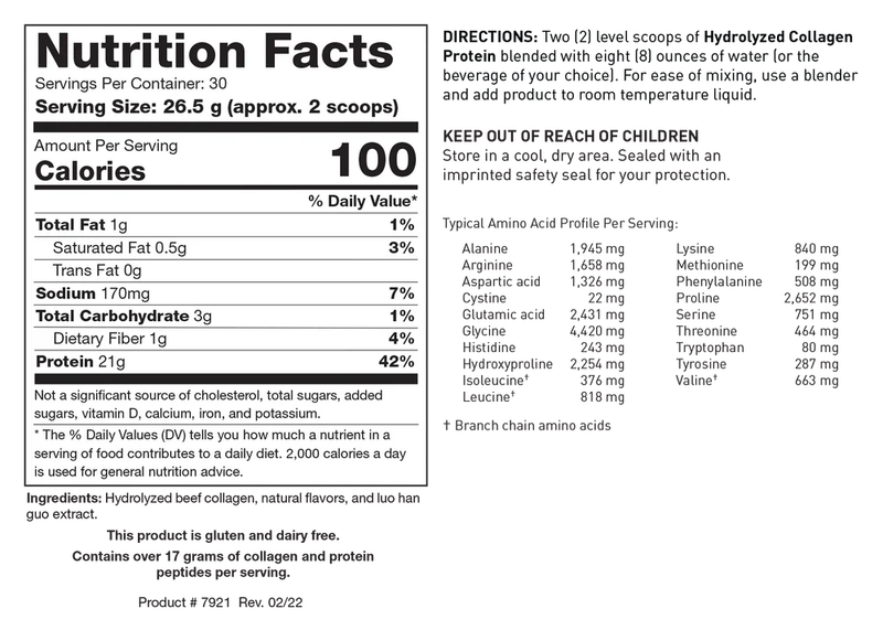 Hydrolyzed Collagen Protein  Chocolate Creme 795 gr   Biotics Research