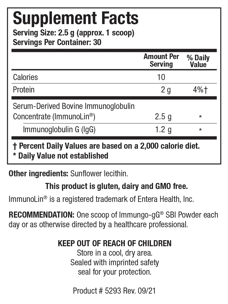 Immuno-gG® SBI Powder 75 gr   Biotics Research