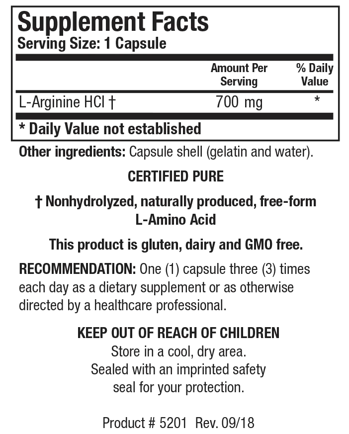 L-Arginine  100 Capsules Biotics Research