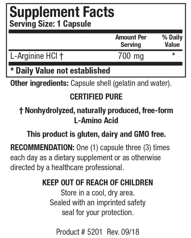 L-Arginine  100 Capsules Biotics Research
