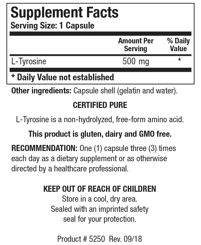 L-Tyrosine 100 Capsules Biotics Research