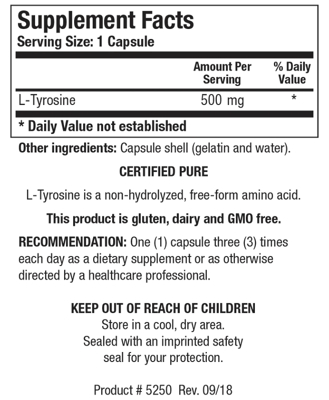 L-Tyrosine 100 Capsules Biotics Research