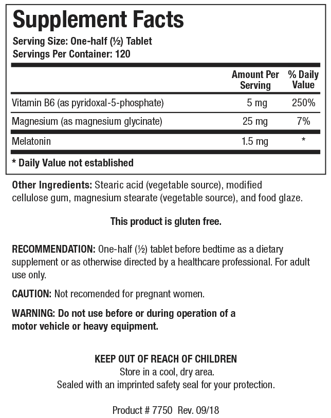 Melatonin-B6/Mg 60 tablets  Biotics Research
