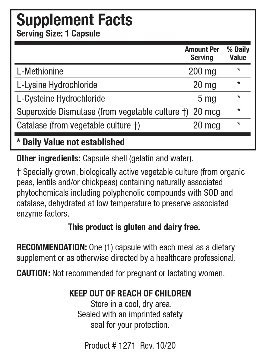 Methionine-200 100 capsules Biotics Research