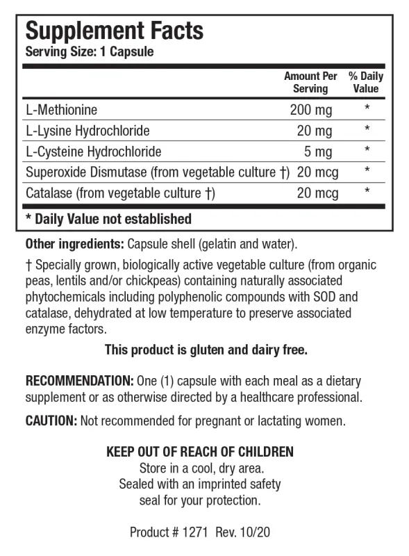 Methionine-200 100 capsules Biotics Research