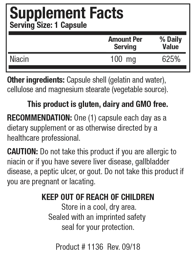Niacin 100 150 capsules  Biotics Research