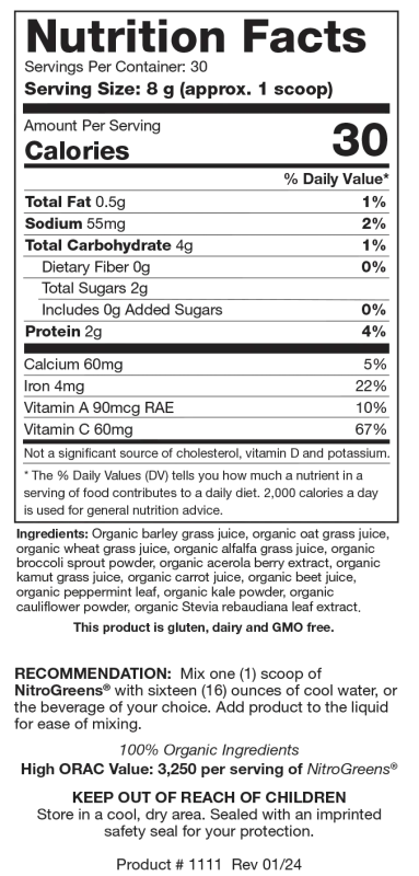 NitroGreens 240 gr  Biotics Research