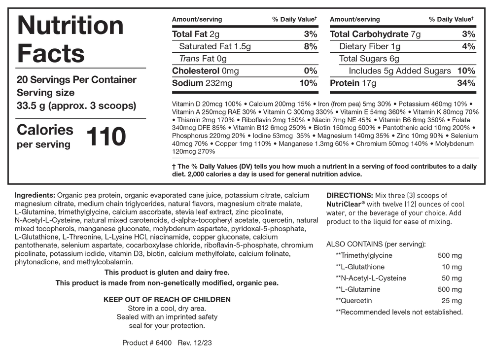 NutriClear 670 gr   Biotics Research
