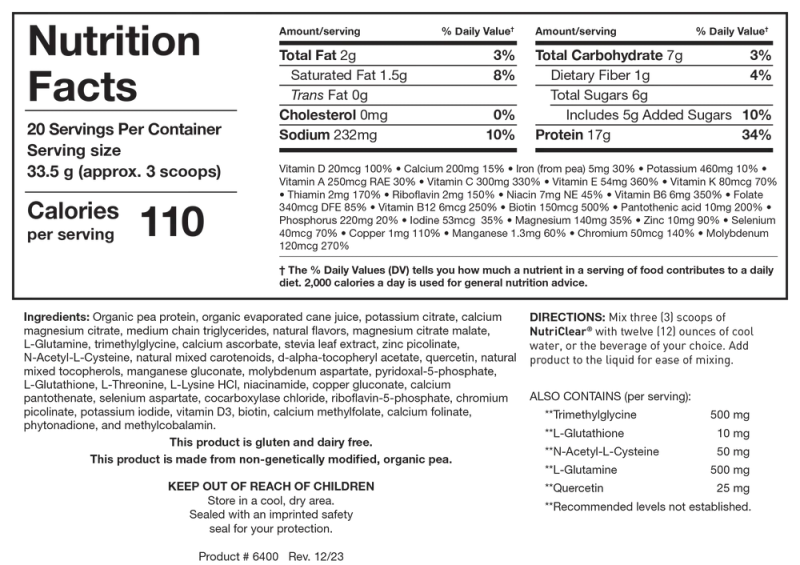 NutriClear 670 gr   Biotics Research