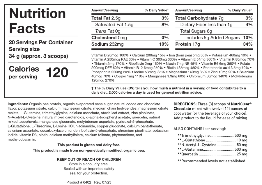 NutriClear 670 gr   Biotics Research