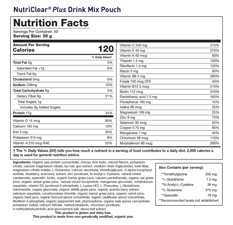 NutriClear® Plus collagen protein 30 packs  Biotics Research