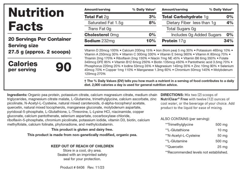 NutriClear® Free 551 gr   Biotics Research
