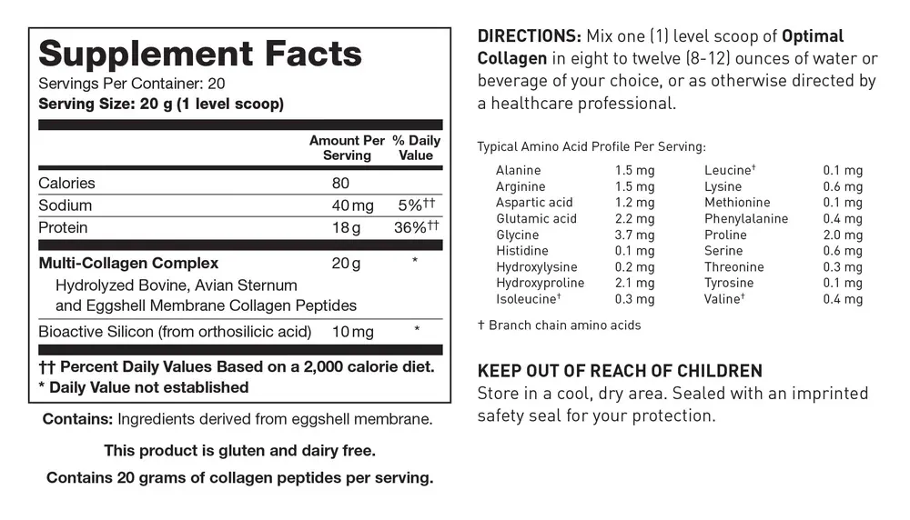 Optimal Collagen 406 gr   Biotics Research