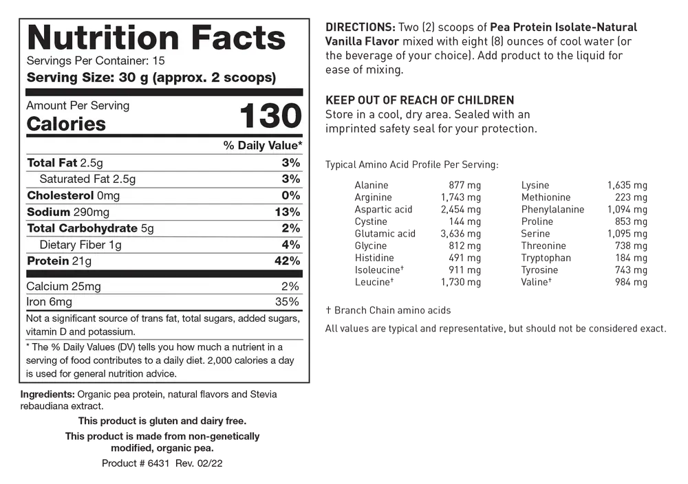 Pea Protein Isolate 454 gr  Biotics Research