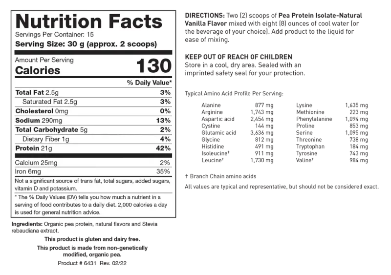 Pea Protein Isolate 454 gr  Biotics Research
