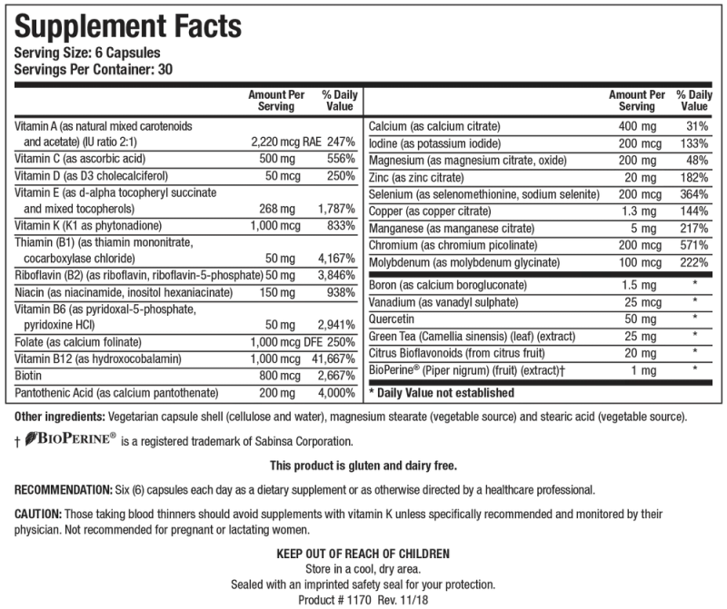 ProMulti-Plus 180 capsules Biotics Research