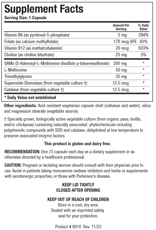 SAMethylate Plus  60 capsules   Biotics Research
