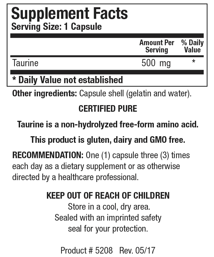 Taurine 100 capsules  Biotics Research