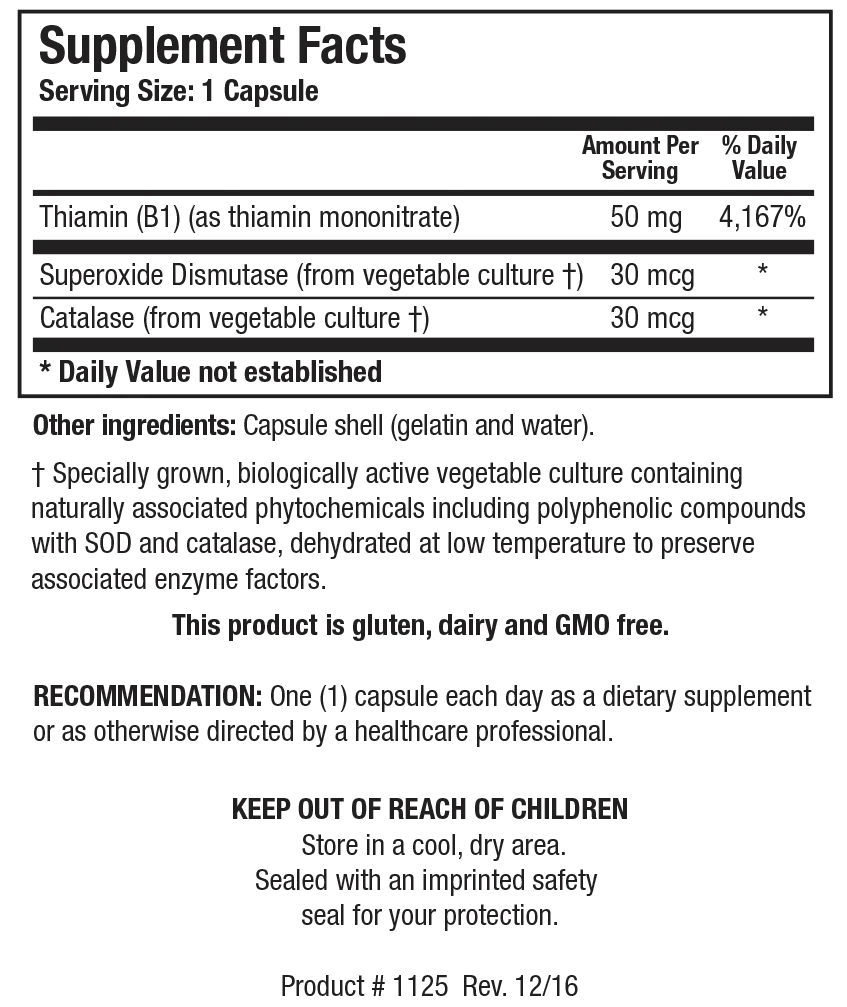 Thiamin-50 90 capsules  Biotics Research