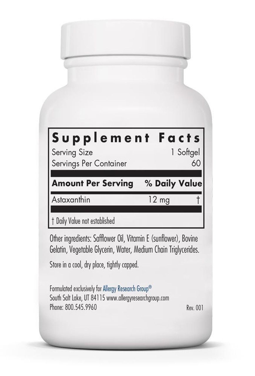 Astaxanthin 12 mg   60 softgels Allergy Research Group