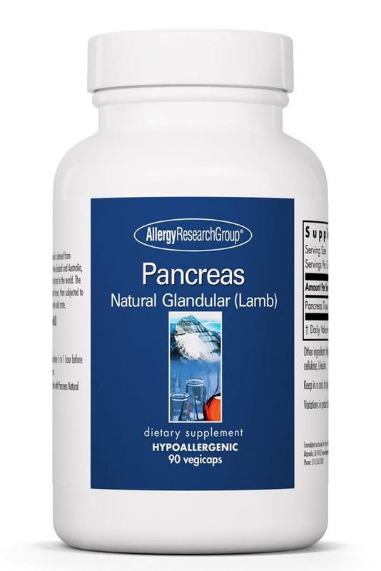 Pancreas Lamb
Natural Glandular 90 Vegicaps Allergy Research Group