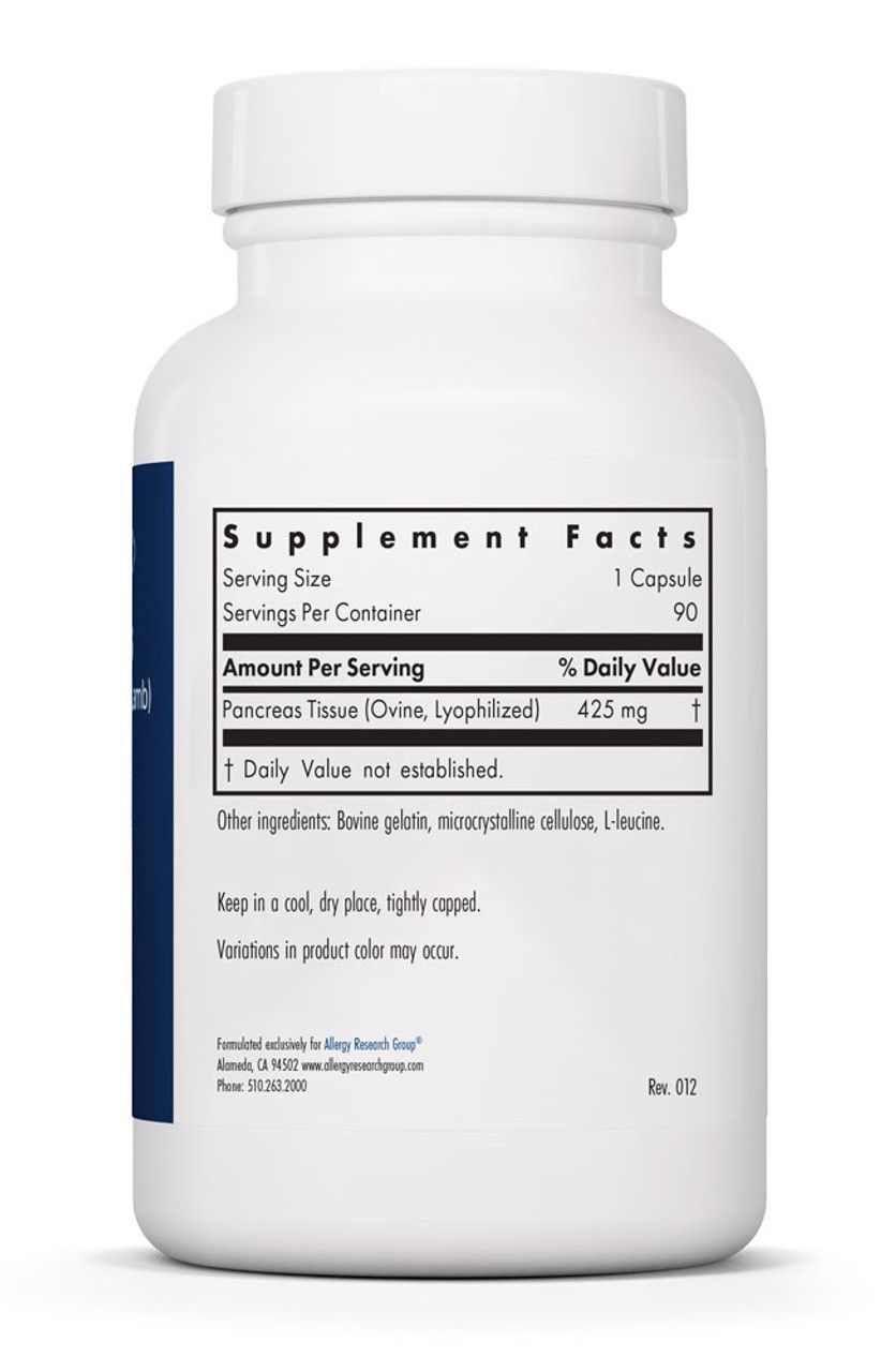 Pancreas Lamb
Natural Glandular 90 Vegicaps Allergy Research Group
