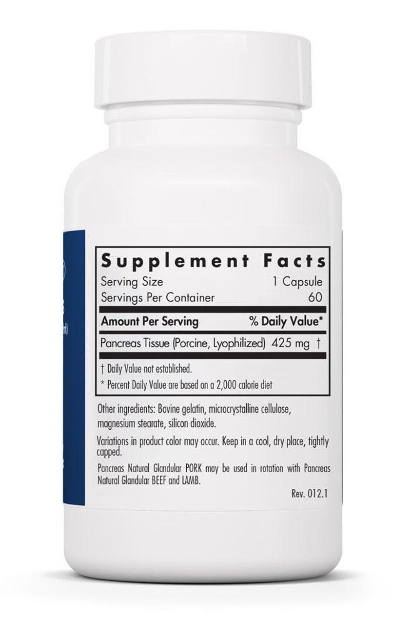 Pancreas Pork
Natural Glandular 60 Capsules Allergy Research Group