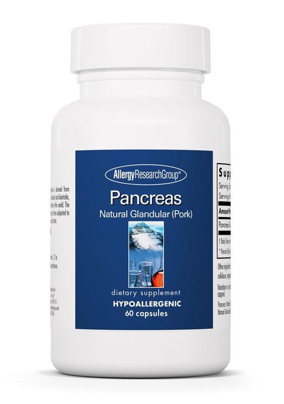 Pancreas Pork
Natural Glandular 60 Capsules Allergy Research Group