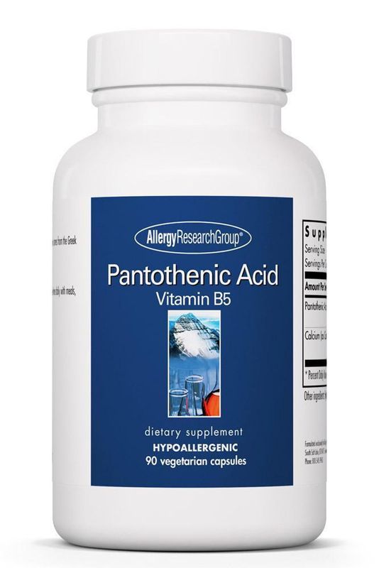 Pantothenic Acid
Vitamin B5 90 Vegetarian Capsules Allergy Research Group